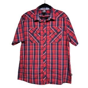 The North Face Mens Short Sleeve Red Plaid Button Up Shirt Size XL